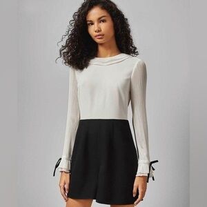 Ted Baker London Fayt pleated tie cuff romper NWT